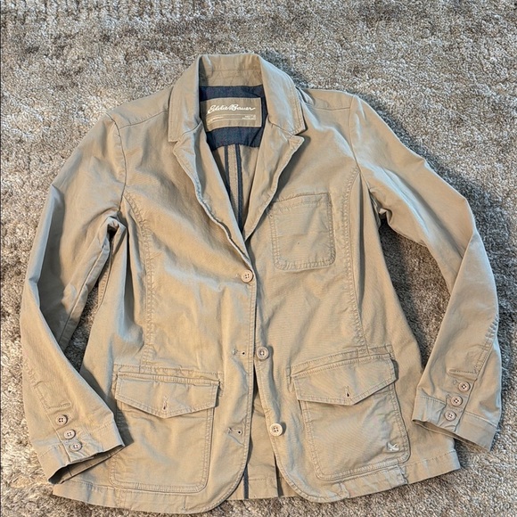 Eddie Bauer Jackets & Blazers - 🍍Eddie Bauer Field Jacket Womens 18T Beige Long Sleeve Button Down Cotton Blend